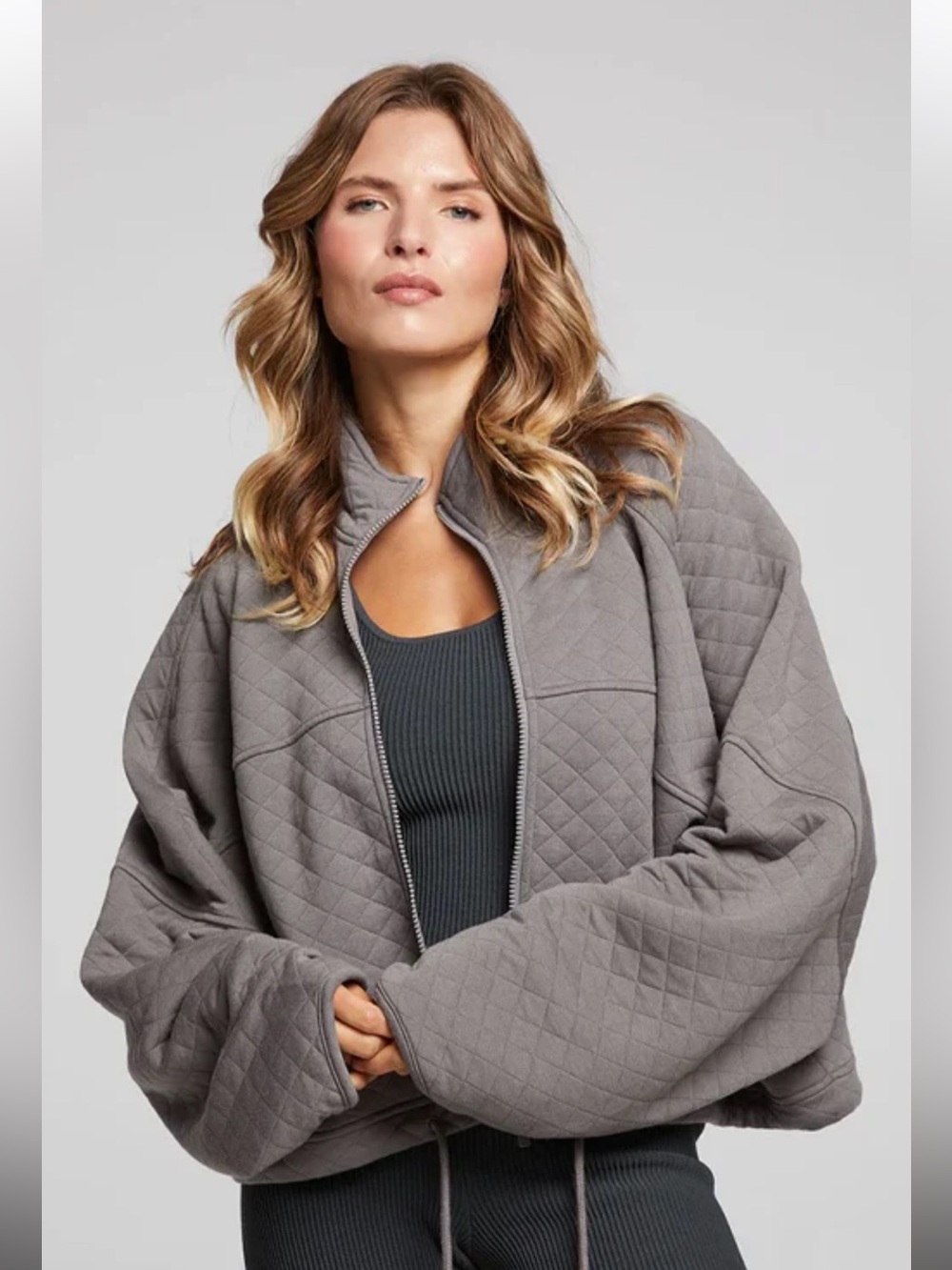 67. NWT Chaser Quilted Utility Jacket in Foggy City Gray